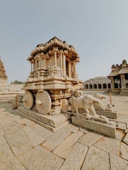 pexels-photo-19029629-19029629 Magnificent stone chariot of Hampi, India showcasing ancient Indian architecture.
